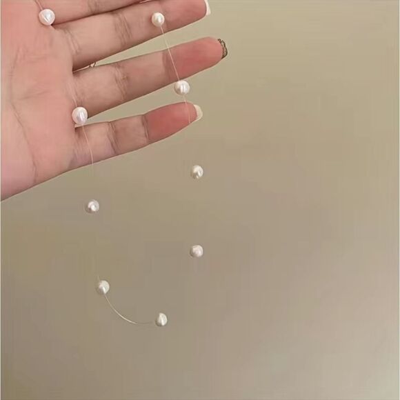 Simple Style Invisible Fishing Line Imitation Pearl Necklace - Picture 6 of 8